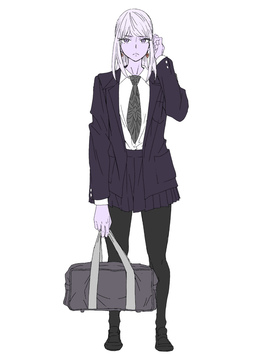 1girl, bad_proportions, bag, closed_mouth, earrings, eyebrows_visible_through_hair, final_fantasy, final_fantasy_xiv