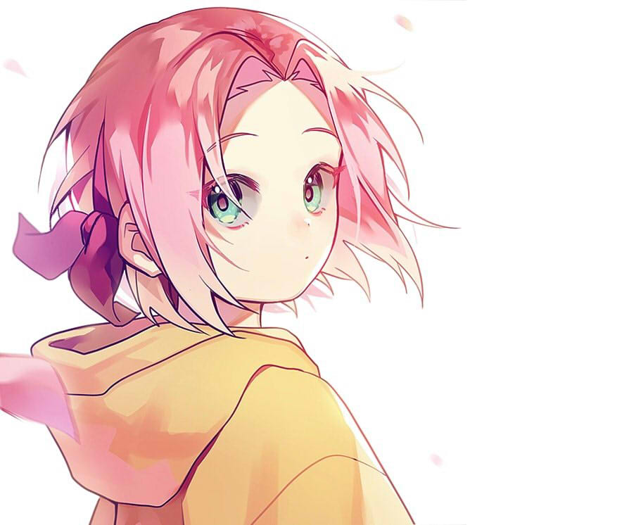 1girl, bangs, commentary_request, from_side, green_eyes, hairband, haruno_sakura, hood