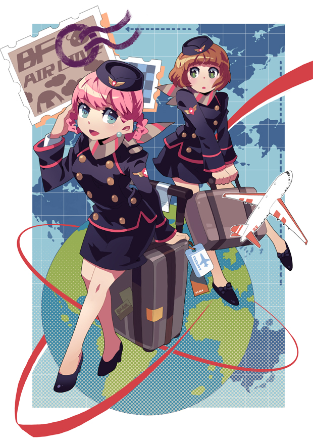 airline, ascot, bf's_ok_farm, bf._(sogogiching), blue_eyes, brown_hair, green_eyes, original