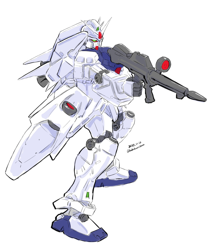 absurdres, dated, green_eyes, gun, gundam, gundam_0083, gundam_gp-03_stamen, highres