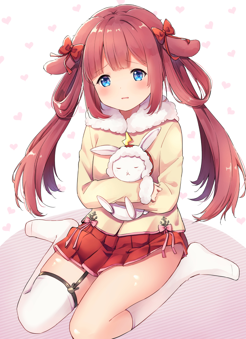 1girl, animal_ears, azur_lane, bangs, beige_coat, blue_eyes, blush, bow