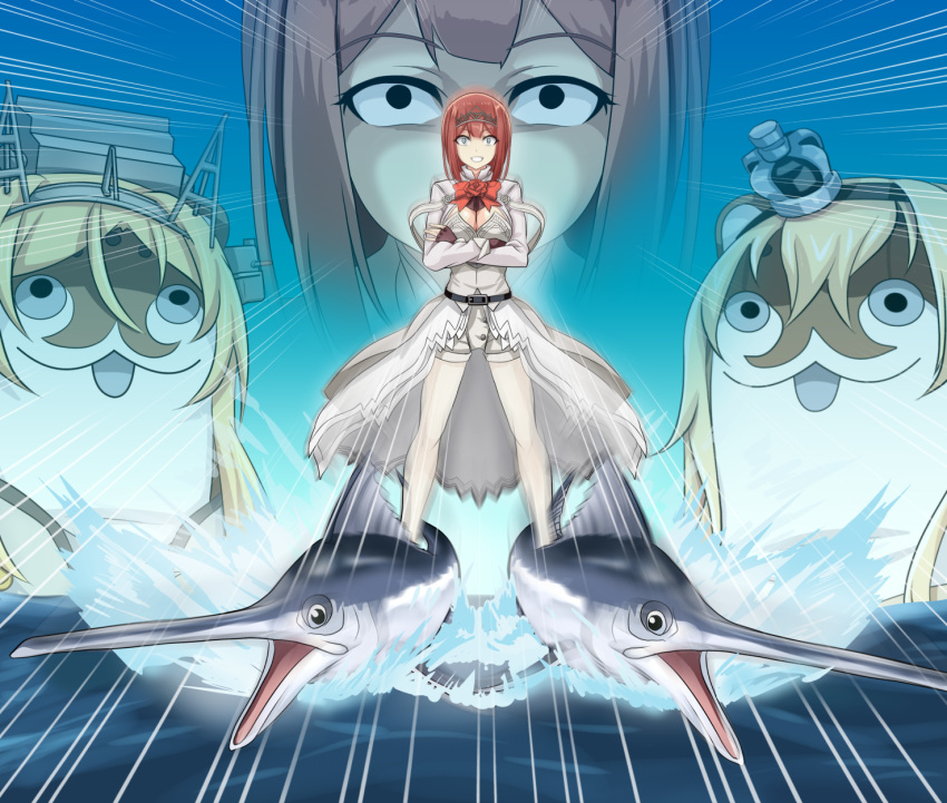 1girl, ark_royal_(kantai_collection), bangs, black_gloves, blonde_hair, blue_eyes, blunt_bangs, bob_cut