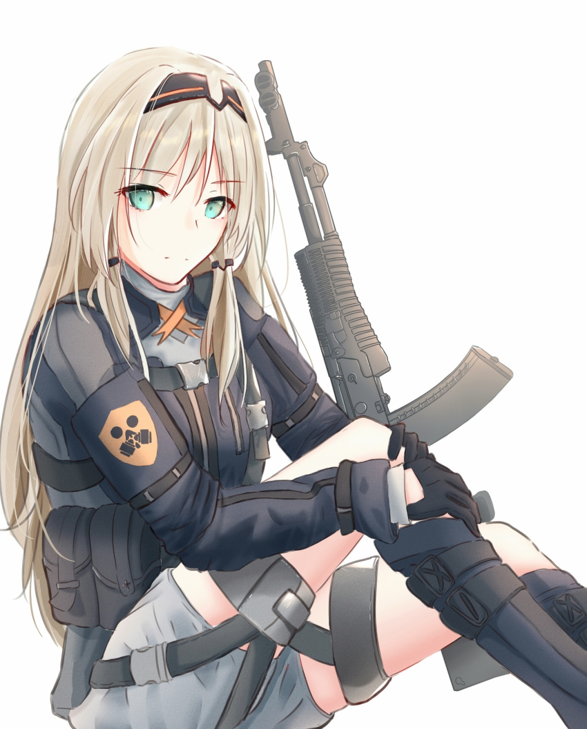 1girl, an-94_(girls_frontline), bag, bangs, black_footwear, black_gloves, blonde_hair, boots