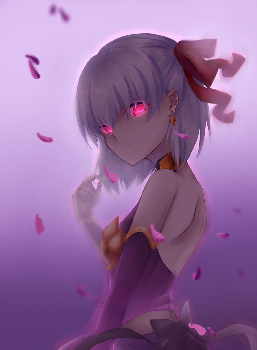 1girl, alice_0331, armlet, armor, back, backlighting, bangs, bare_shoulders