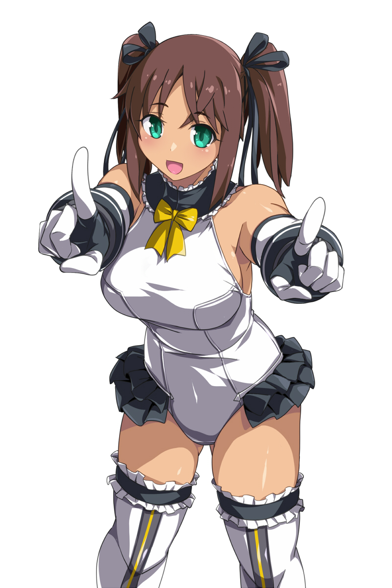 1girl, alice_gear_aegis, breasts, brown_hair, cosplay, dark_skin, dead_or_alive, frilled_legwear
