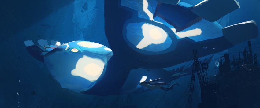 absurdres, anorith, asteroid_ill, barraskewda, blue_theme, bubble, building, dragalge