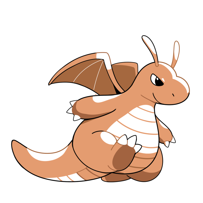 black_eyes, claws, commentary, creature, dragon, dragonite, english_commentary, full_body