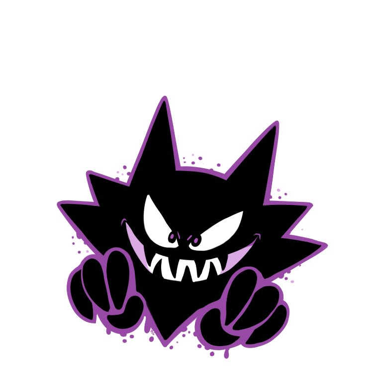 black_theme, commentary, creature, english_commentary, evil_smile, floating, full_body, gen_1_pokemon