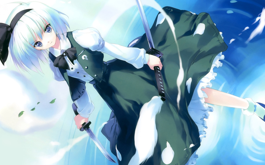 konpaku_youmu, myon, short_hair, sword, touhou, ueda_ryo, white_hair
