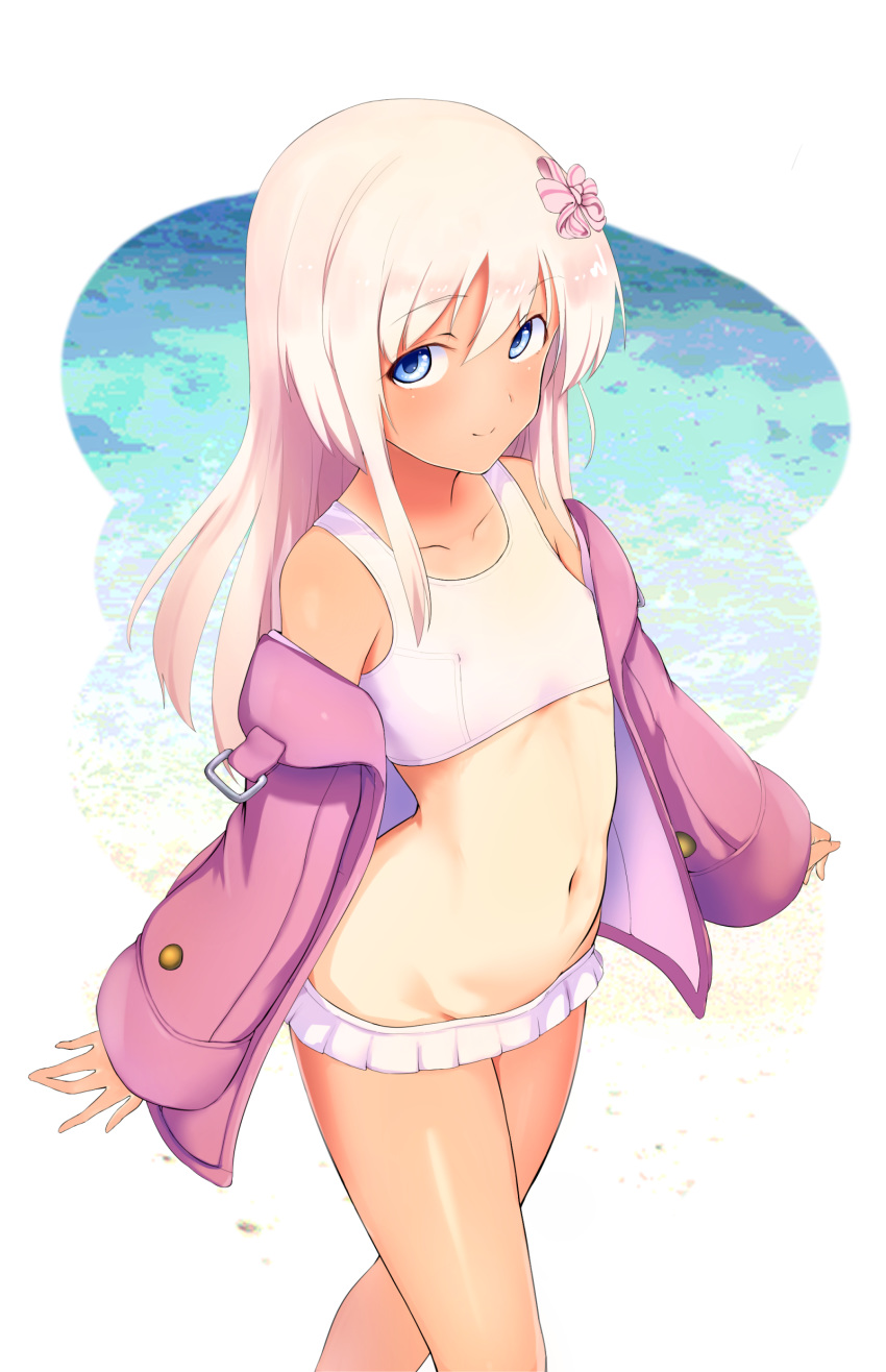 1girl, absurdres, bangs, bare_shoulders, bikini, blue_eyes, blush, bow
