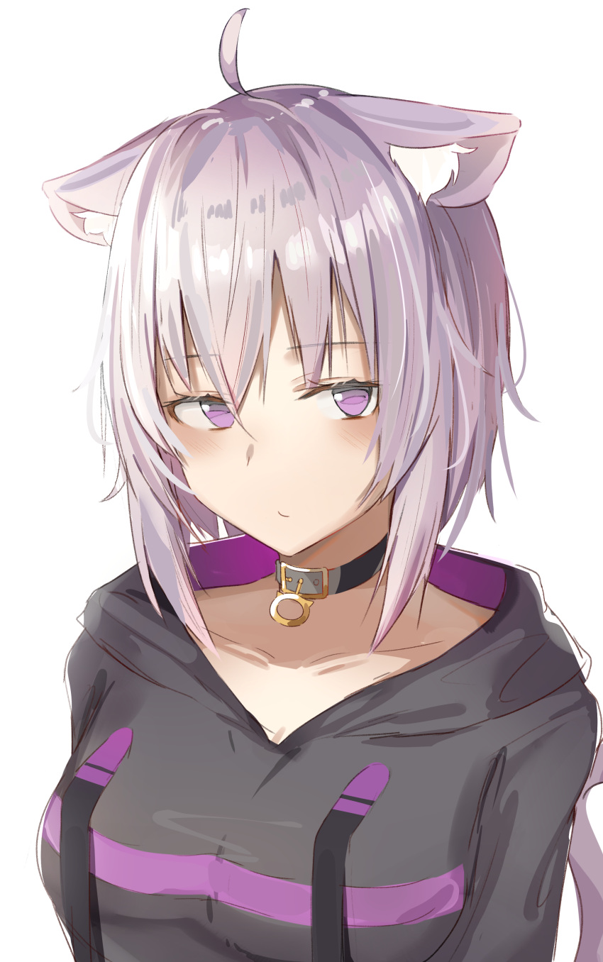 1girl, absurdres, ahoge, animal_ear_fluff, animal_ears, black_choker, black_hoodie, blush