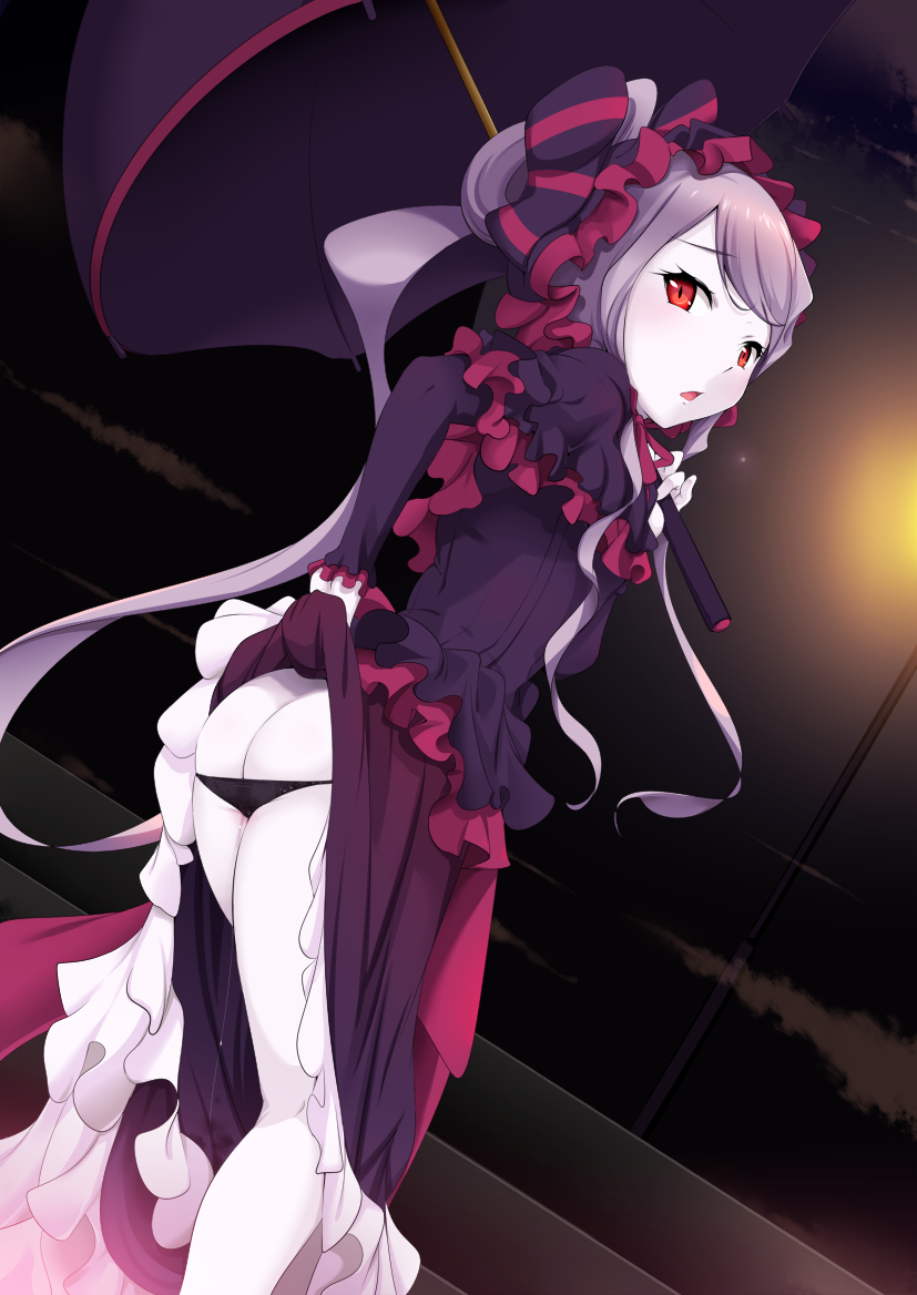 1girl, ass, blush, dress, frilled_dress, frills, gothic_lolita, katori_(mocchidou)