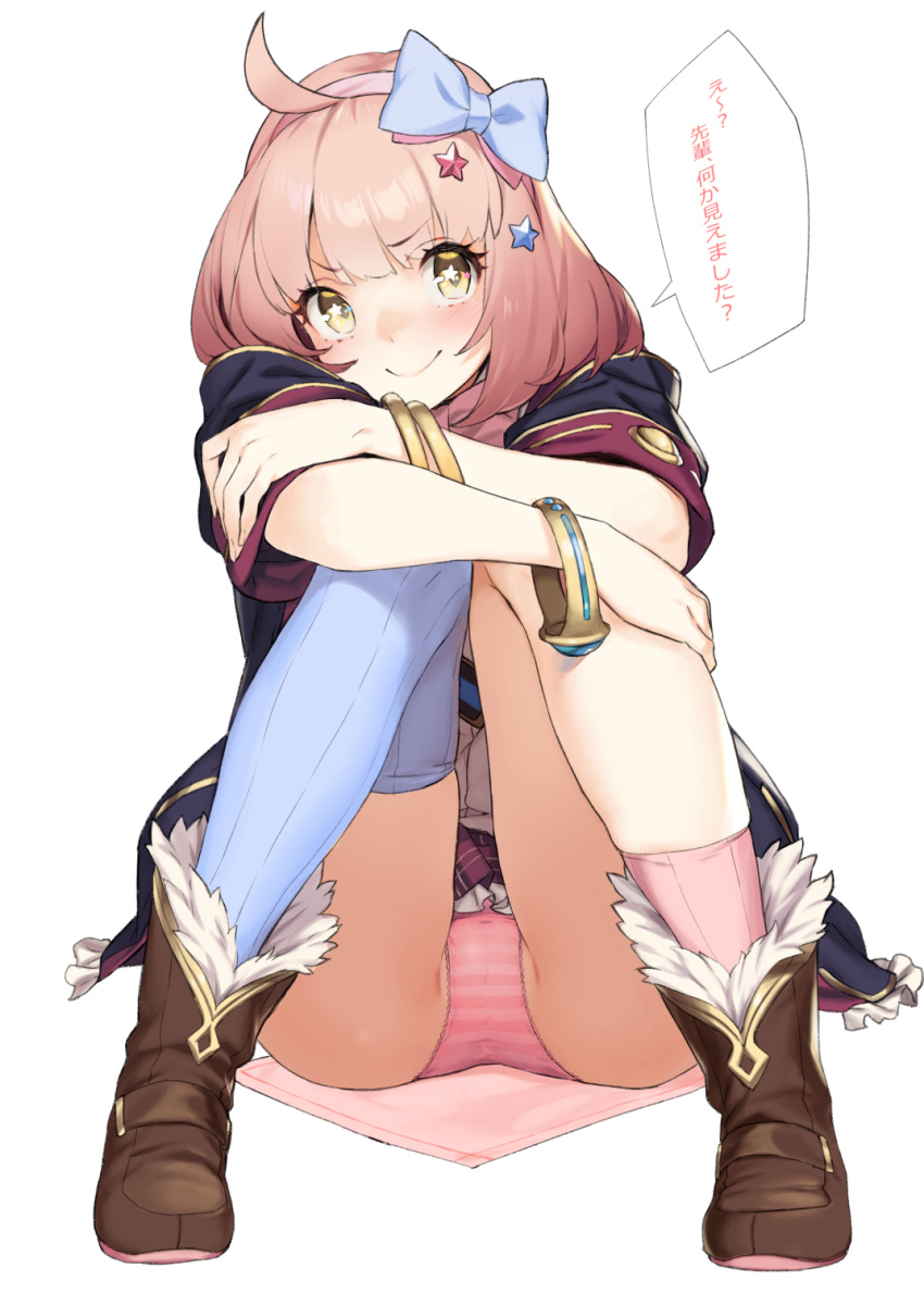1girl, 92m, ahoge, bangs, black_jacket, blue_bow, blush, bow