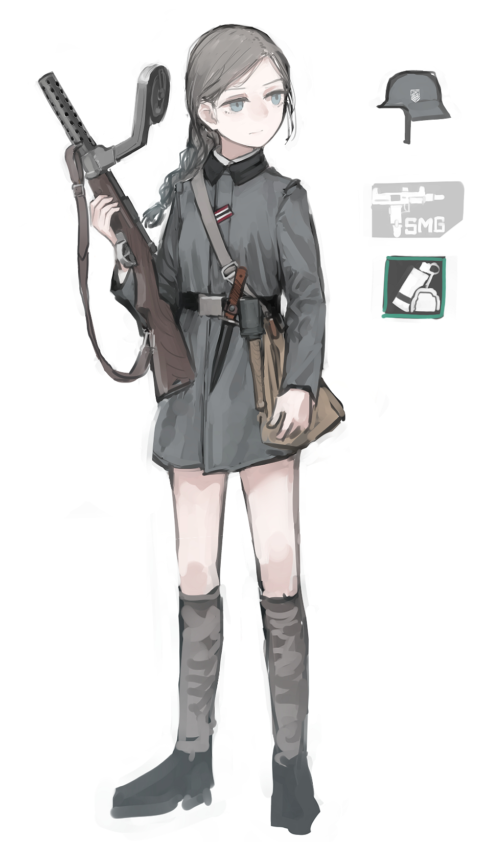 1girl, belt, blue_eyes, braid, check_character, closed_mouth, collared_jacket, explosive