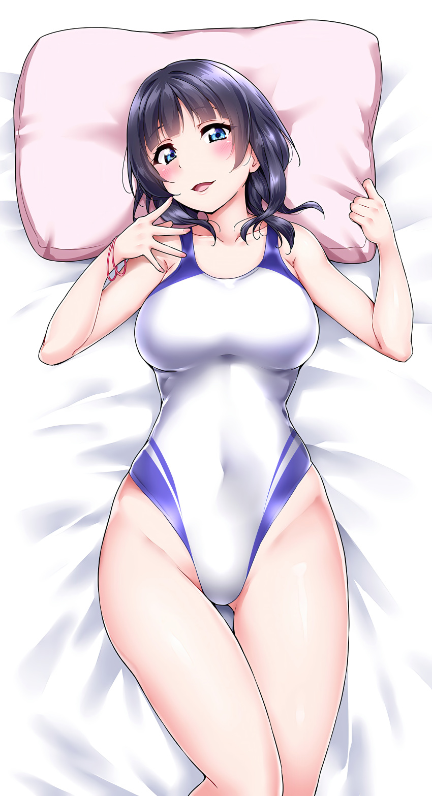 1girl, absurdres, asaka_karin, bangs, blue_eyes, blue_hair, blush, breasts