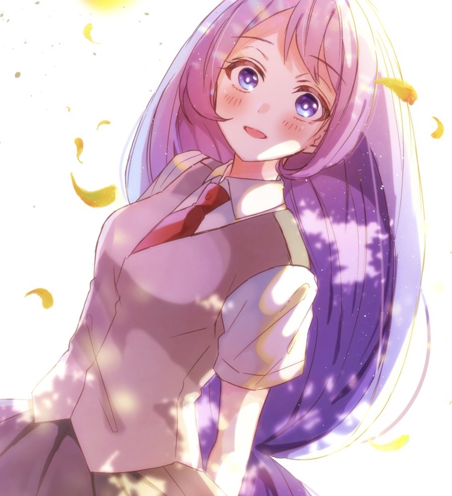 1girl, azetsuraito, bangs, black_skirt, blue_eyes, blush, boku_no_hero_academia, collared_shirt