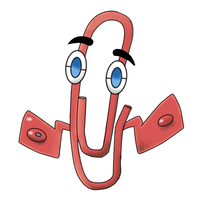 blue_eyes, clippy, commentary, cwolfcommander, english_commentary, full_body, gen_4_pokemon, looking_at_viewer, microsoft_office, no_humans, pokemon, pokemon_(creature), rotom, rotom_(other), simple_background, solo, white_background