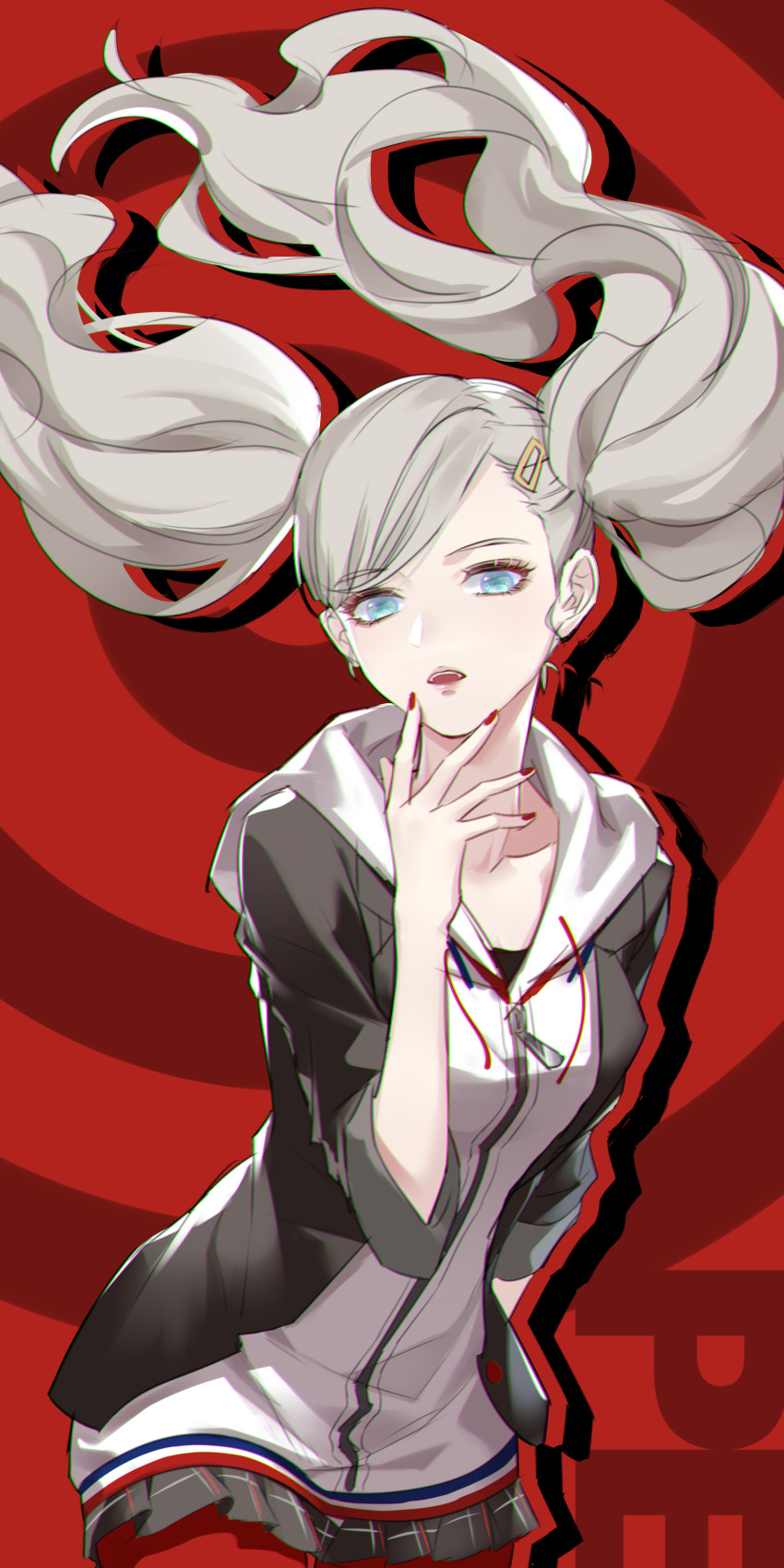 1girl, absurdres, ajio_(pixiv7718798), bangs, black_jacket, blue_eyes, bow, collarbone
