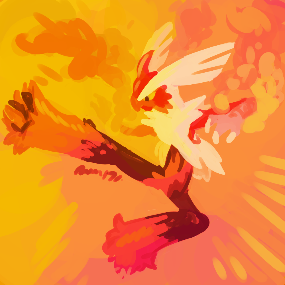 blaziken, commentary, creature, english_commentary, fire, full_body, jumping, kicking