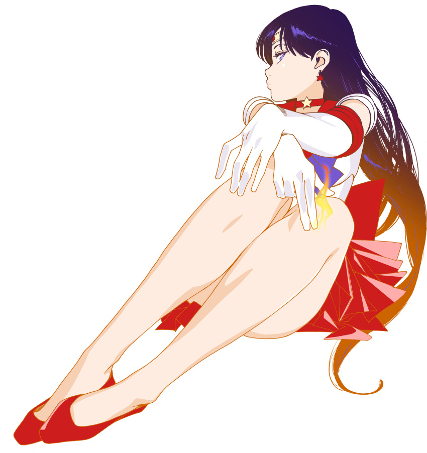 1girl, absurdres, bare_legs, bishoujo_senshi_sailor_moon, choker, earrings, elbow_gloves, facing_away