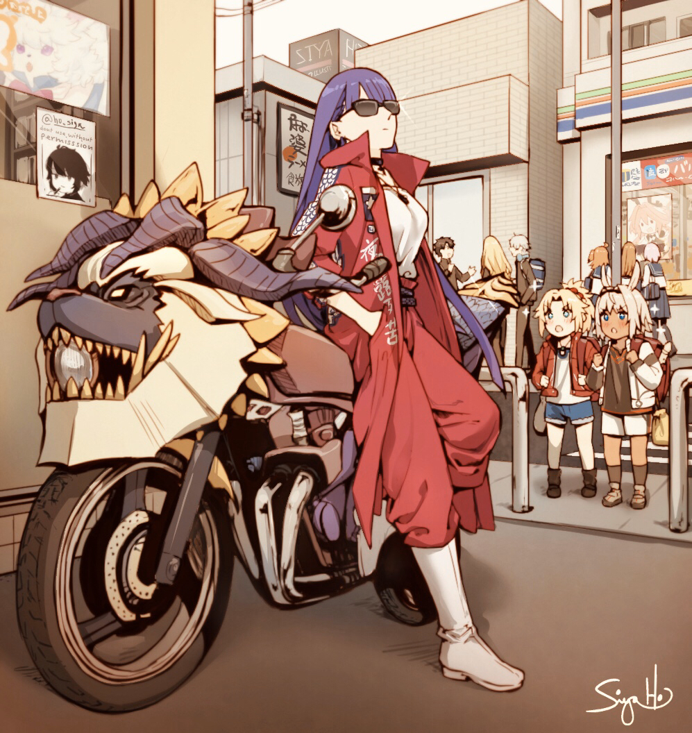 3boys, 6+girls, animal_ears, astolfo_(fate), astolfo_(saber)_(fate), backpack, bag, bangs