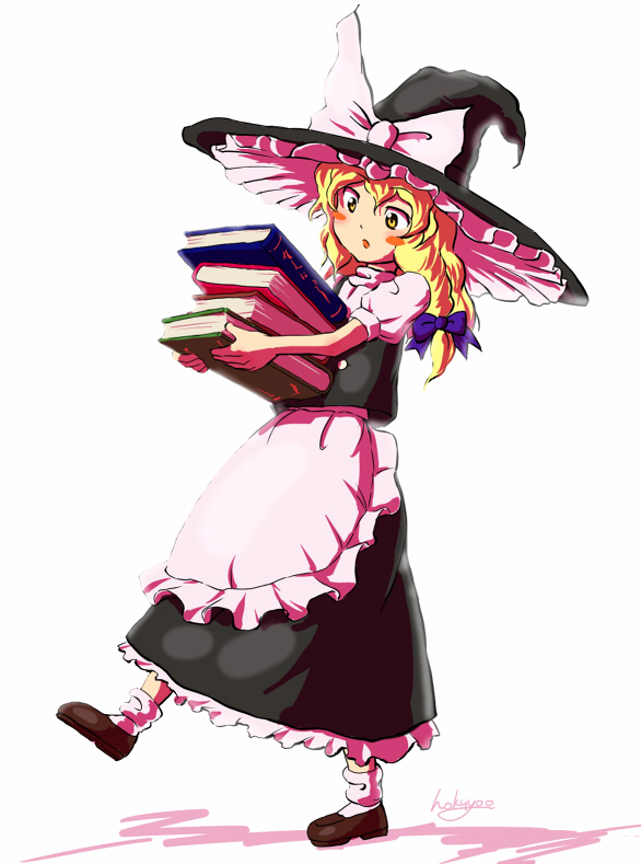 book, hair_ribbon, hair_ribbons, hat, hokuyoo, kirisame_marisa, long_hair, ribbon