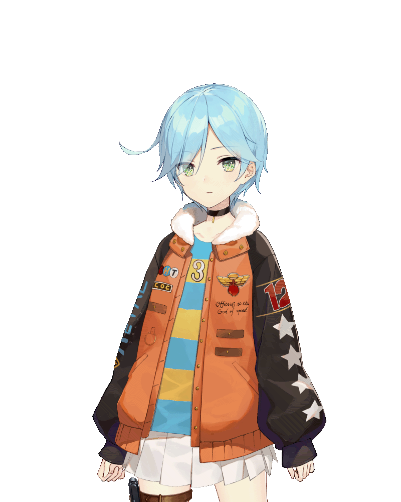 1girl, animated, animated_gif, artist_request, belt_pouch, black_choker, blue_hair, choker