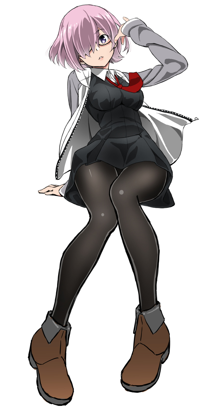 1girl, absurdres, black_legwear, breasts, dress, fate/grand_order, fate_(series), glasses