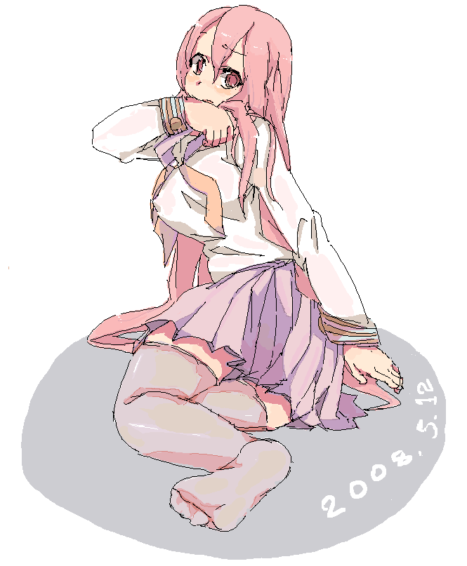 oekaki, original, school_uniform, serafuku, shirane_taito, sketch, sweater_vest, thigh-highs