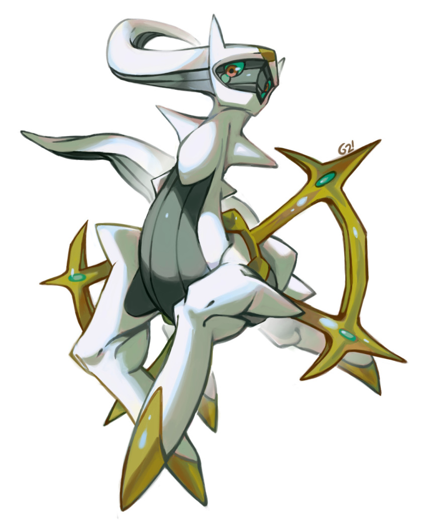 arceus, brown_eyes, commentary, creature, full_body, gen_4_pokemon, green_sclera, highres