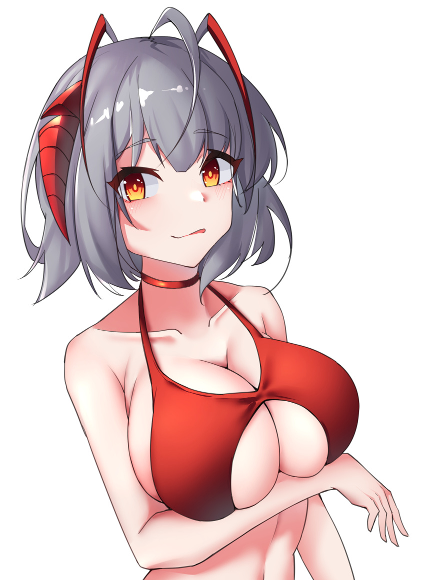 1girl, :q, absurdres, ahoge, arknights, bangs, bare_arms, bare_shoulders