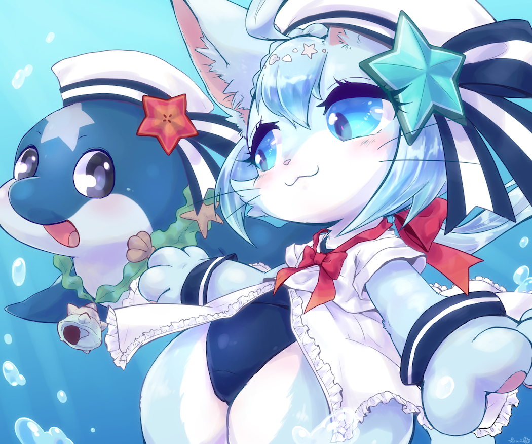 1girl, :3, ahoge, air_bubble, animal_ears, blue_hair, bubble, cat