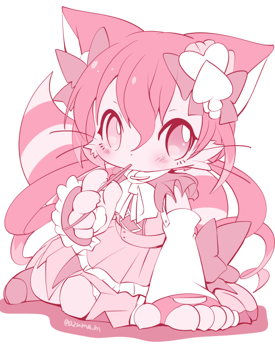 1girl, animal_ears, azuma_minatsu, blush, bow, cat, cat_busters, cat_ears