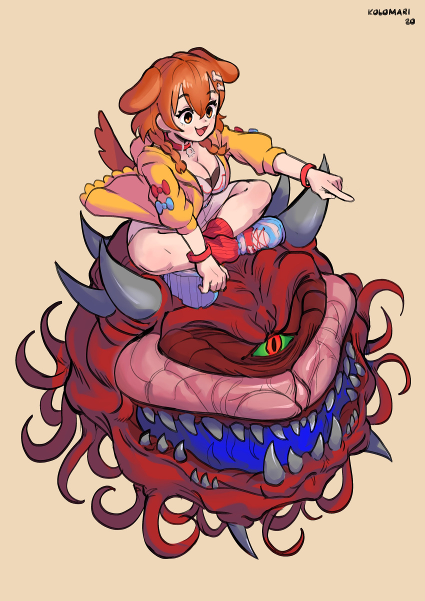 1girl, absurdres, animal_ears, bangs, bone_hair_ornament, braid, brown_eyes, brown_hair