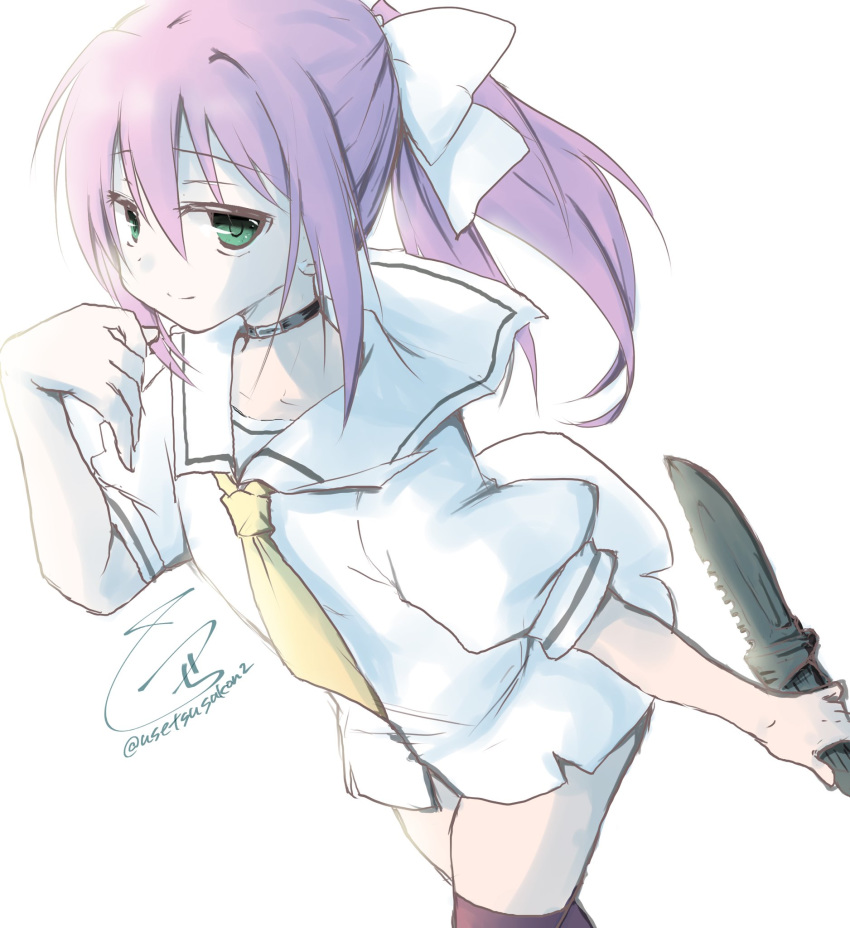 hair_ribbon, highres, knife, ribbon, secret_game, shikijou_yuuki