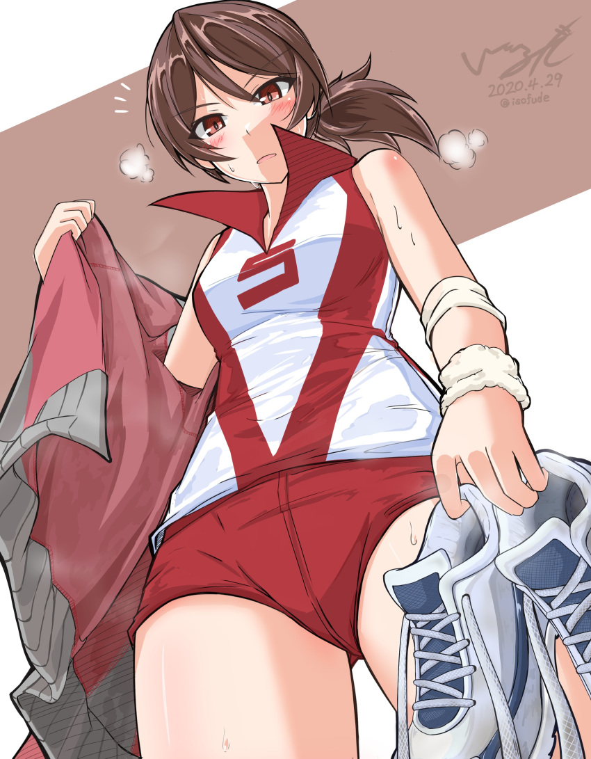 1girl, absurdres, bangs, brown_eyes, brown_hair, girls_und_panzer, highres, isofude