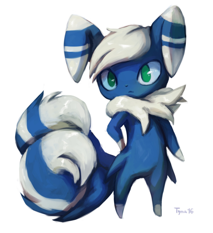 creature, full_body, gen_6_pokemon, green_eyes, highres, meowstic, meowstic_(male), no_humans
