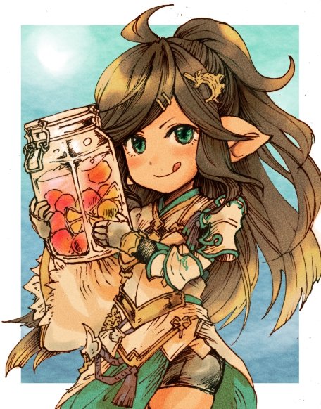 1girl, :p, ahoge, bike_shorts, black_hair, brown_eyes, food, fruit