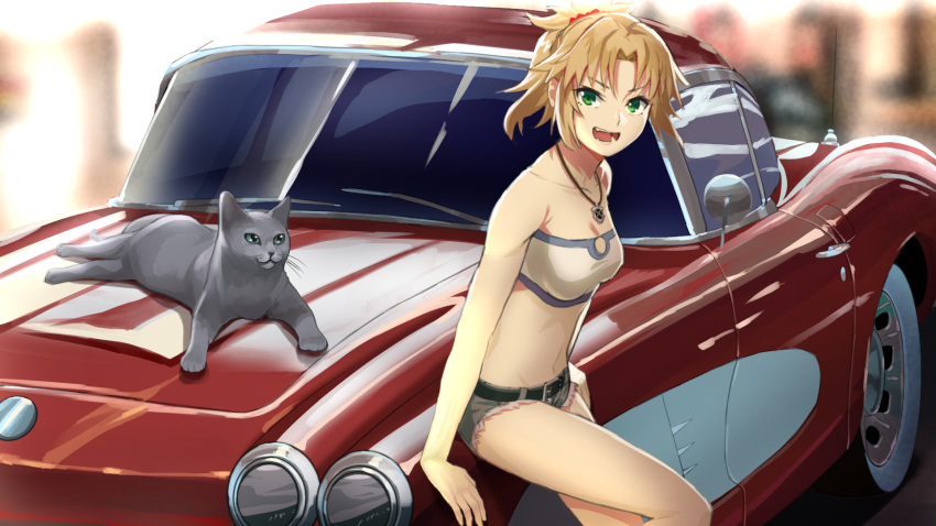 1girl, bandeau, bangs, bare_shoulders, belt, beppu_mitsunaka, braid, breasts