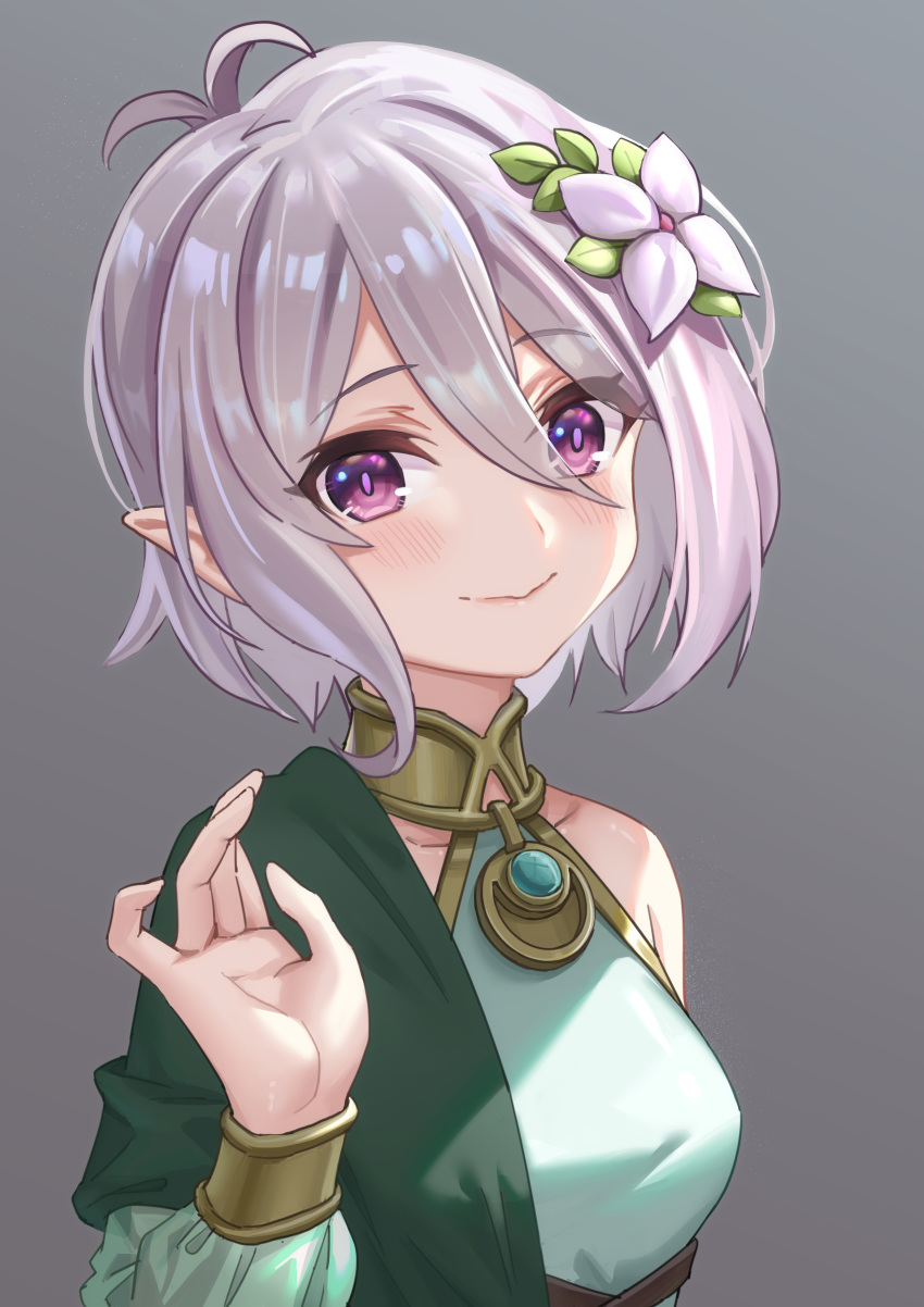 1girl, absurdres, antenna_hair, bangs, bare_shoulders, blush, breasts, collarbone
