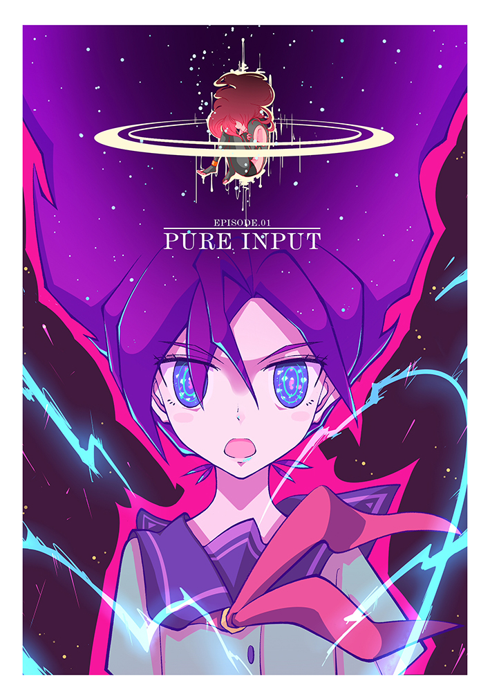 2girls, aura, border, electricity, english_text, episode_number, episode_title, even_(ibun)