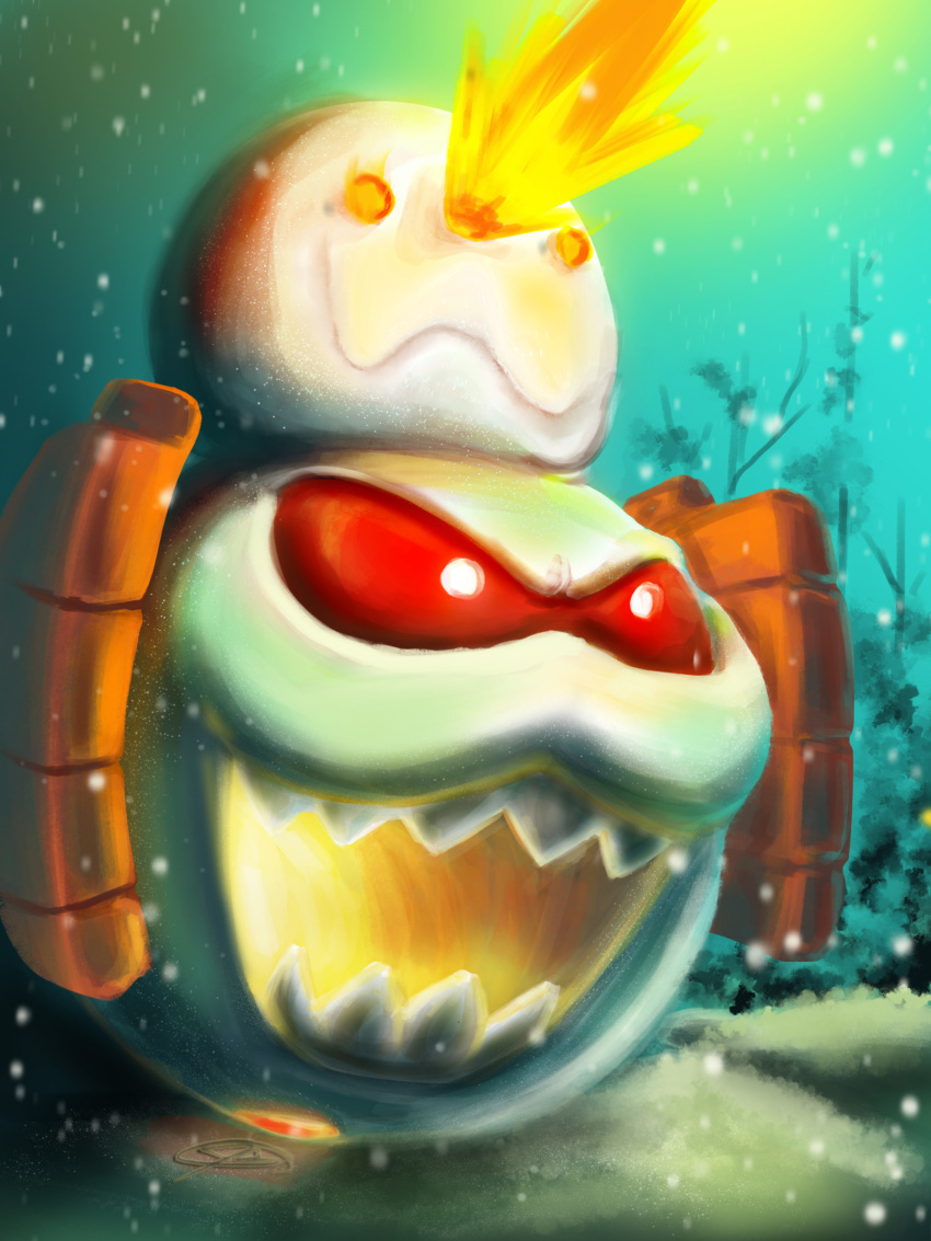 absurdres, commentary, creature, english_commentary, fire, full_body, galarian_darmanitan, galarian_darmanitan_(zen)
