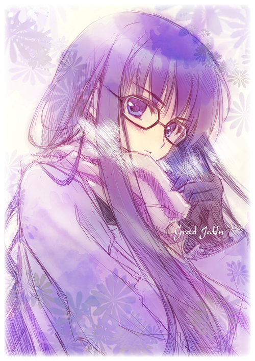 1girl, bangs, black_gloves, black_hair, blush, character_name, expressionless, eyebrows_visible_through_hair