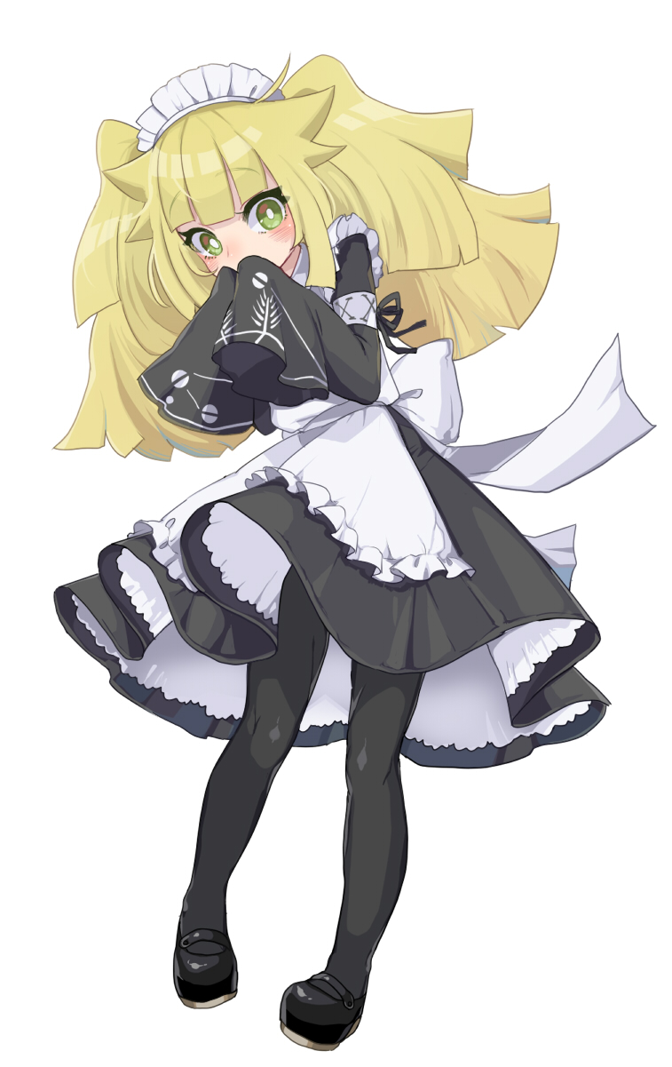 1boy, anal_(arinosumuki), apron, bangs, big_hair, black_dress, black_footwear, black_legwear