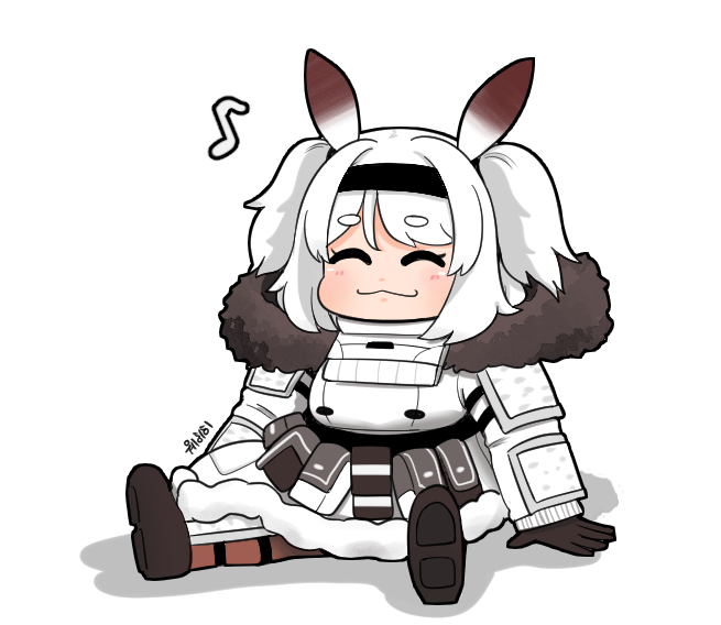 1girl, belt_pouch, chibi, cjrb1228, closed_eyes, eyebrows_visible_through_hair, fur_jacket, gloves