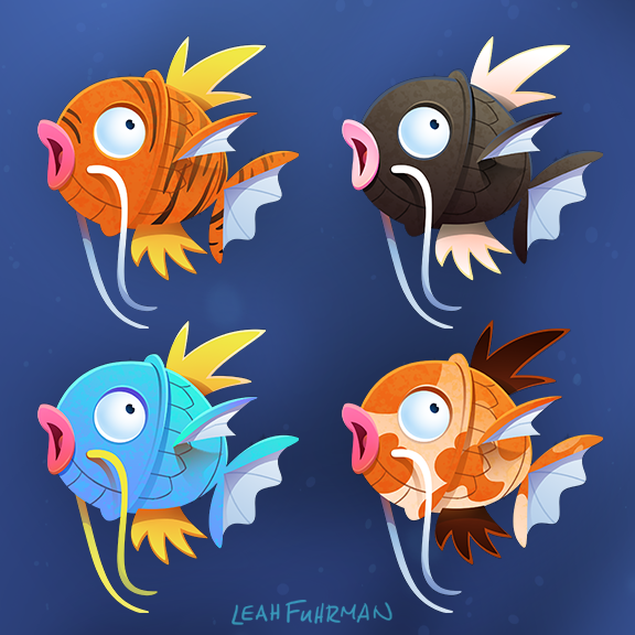 commentary, creature, english_commentary, fish, fish_focus, full_body, gen_1_pokemon, leah_fuhrman