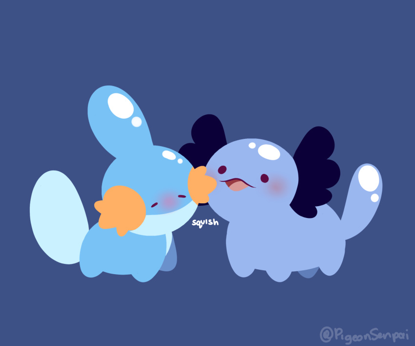 ._., ^_^, beta_pokemon, blue_background, blush, closed_eyes, commentary, creature