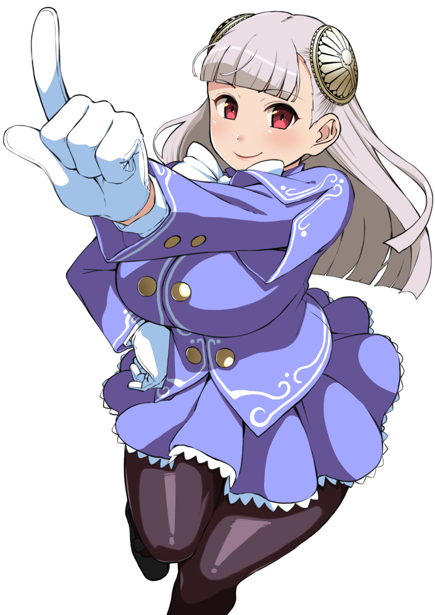 1girl, bangs, blush, breasts, brown_legwear, capcom_fighting_jam, commentary_request, frilled_skirt