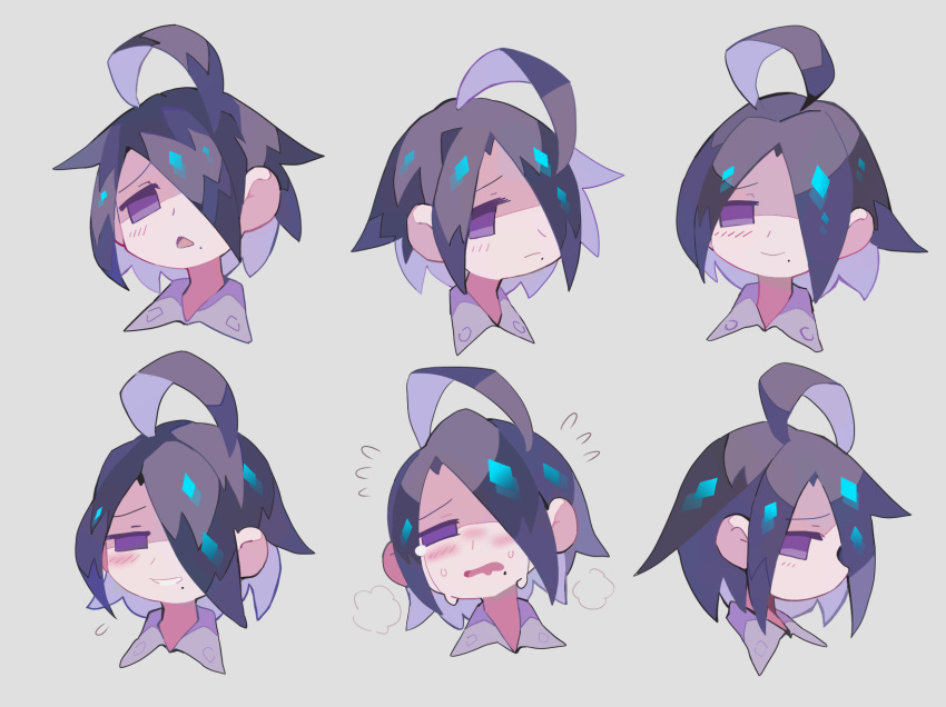 1boy, black_hair, blush, face, highres, multiple_views, no_mask, onion_(pokemon)