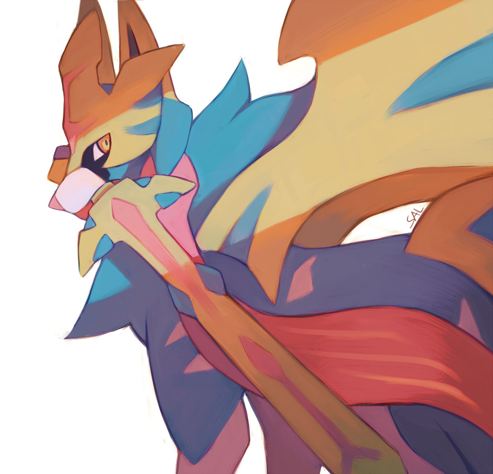 commentary, creature, dog, dog_focus, english_commentary, gen_8_pokemon, legendary_pokemon, mouth_hold